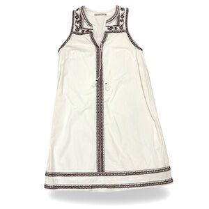 Abercrombie & Fitch White Cotton Crepe Embroidered Boho Sleeveless Mini Dress